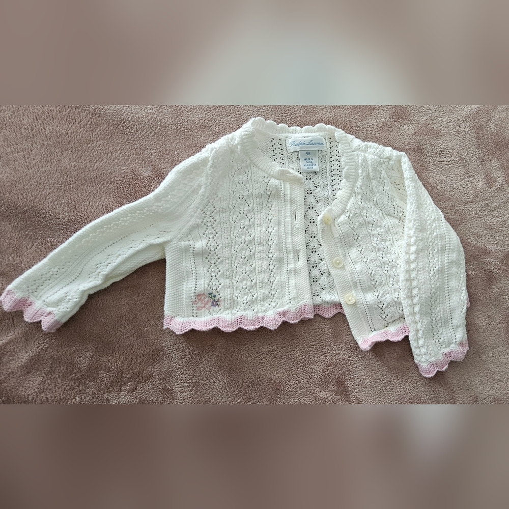 Ralph Lauren - 9 month - white button cardigan